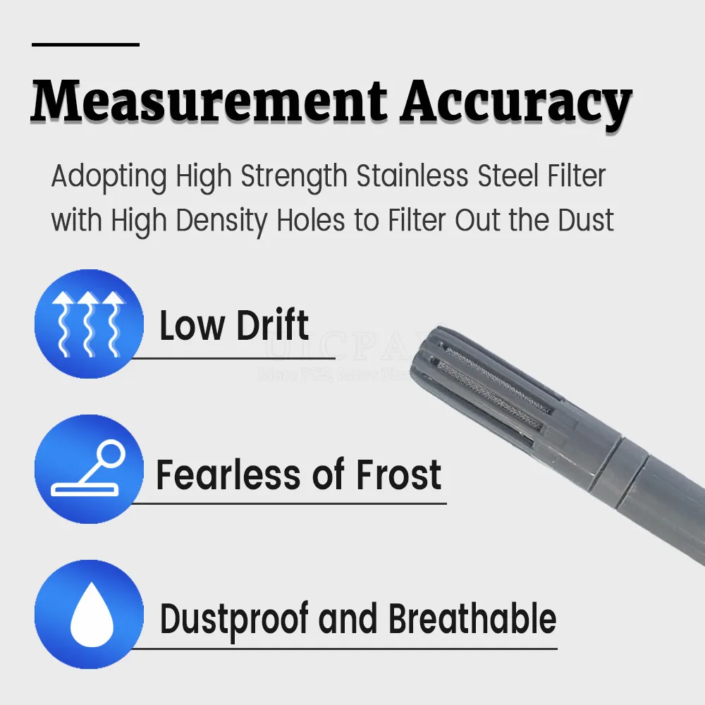 Temperature and Humidity Pipe Sensor Industrial High Precision DC10-30V Transmitter RS485 0-2V 0-5V 0-10V 4-20MA Output