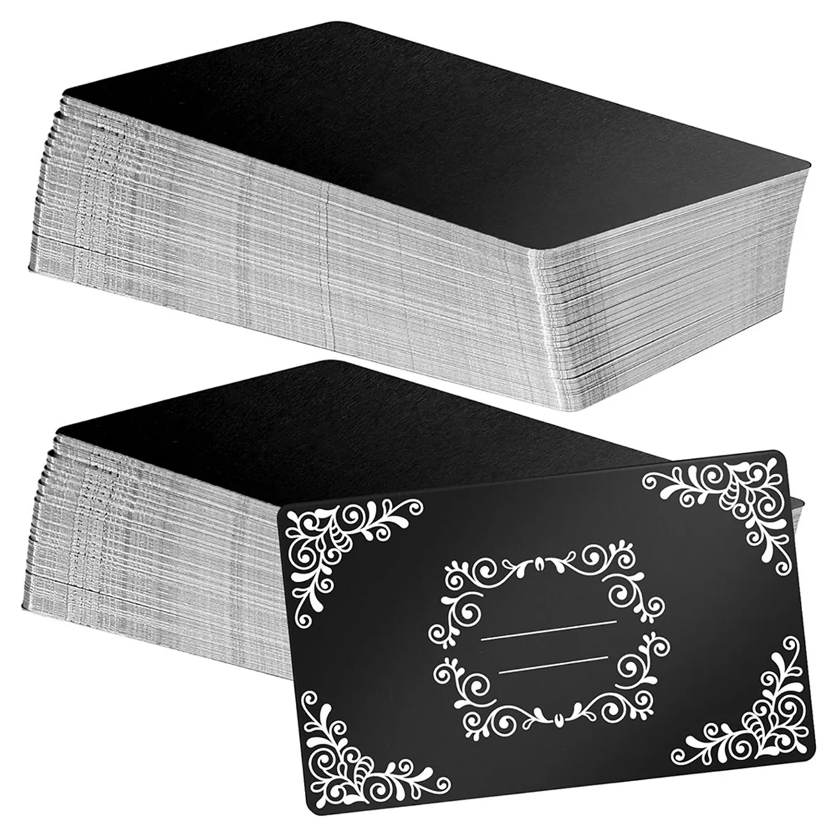 New 100 Pcs Metal Engraving Blanks Aluminum Sheet Laser Engraving Business Card Engraving DIY Gift Cards, Matte Black