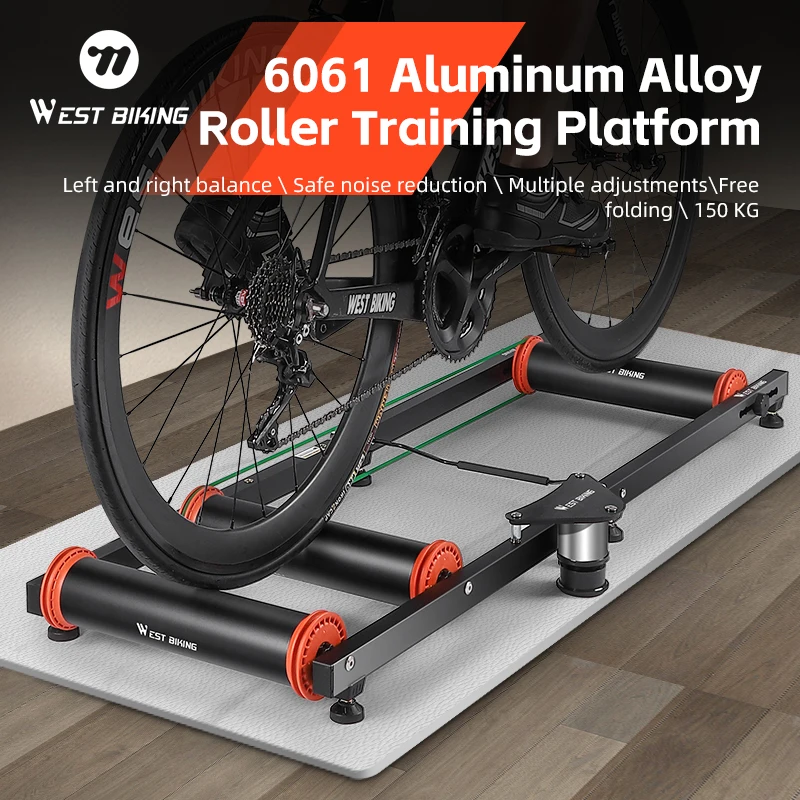 WEST BIKING Cycling Roller Trainer 6061 Aviation Aluminum Bike Training Platform Adjustable Mute Indoor Exercise Bicycle Trainer