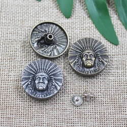 5 PCS Southeast Indian Tribal Chief Head Concho for Purse Wallet Belt Decor Screw Back Leathercraft Decorations