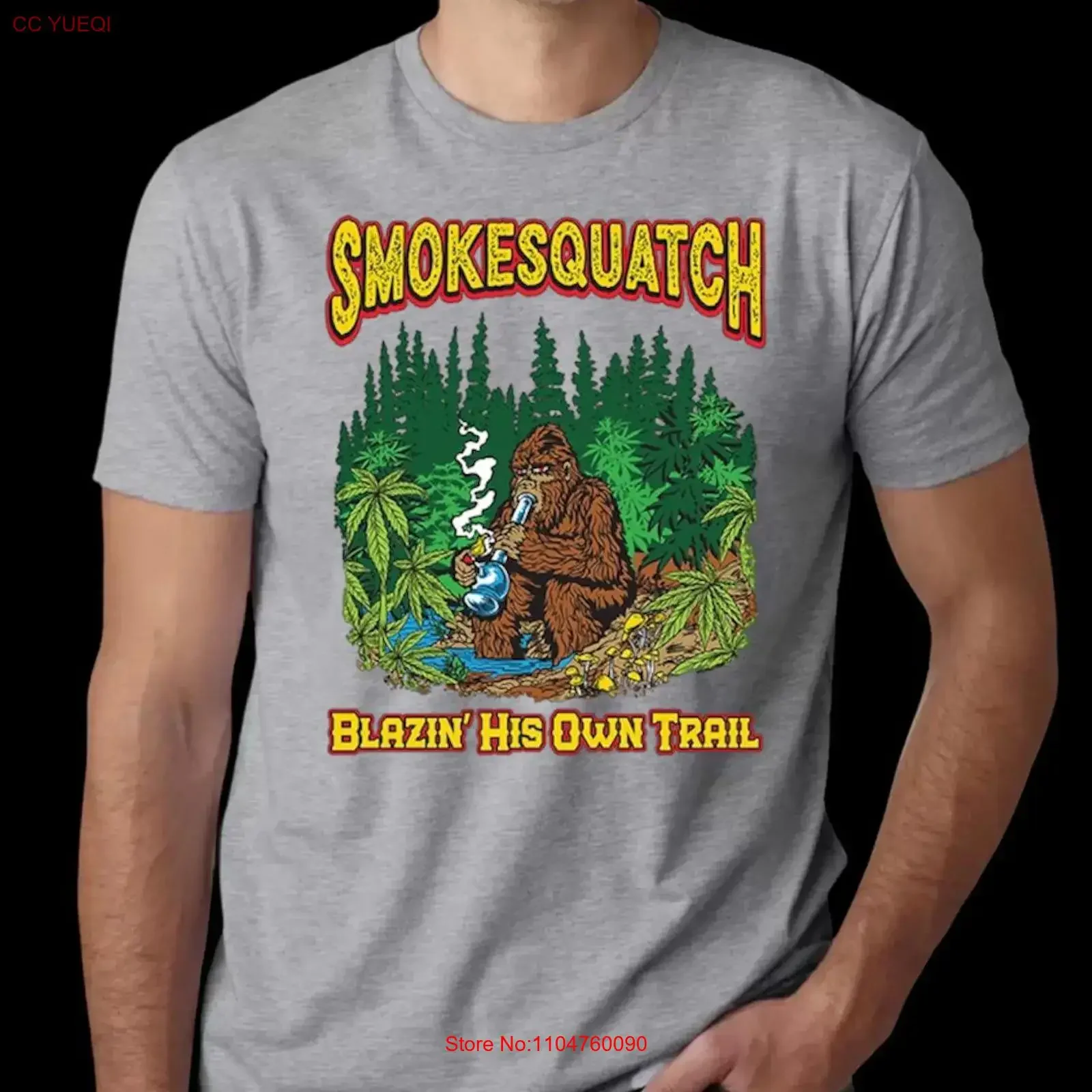 Camiseta Smokesquatch Blazin His Own Trail, estilo vintage, informal, ligeramente unisex, suave, con gráfico, transpirable, ropa de calle cómoda