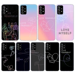 Love Yourself Flower Heart Line Kpop Soft Phone Case For Samsung Galaxy A16 A26 A36 A56 A15 A14 A13 A55 A54 A53 A35 A34 A33 A25