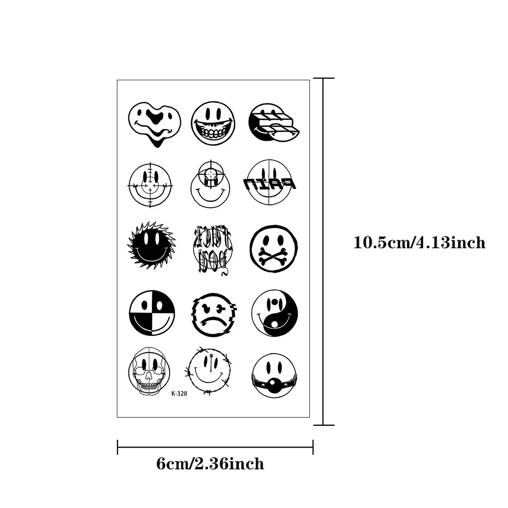 남녀공용 방수 임시 문신 스티커, 사랑, 달, 태양 라인, 해골, 행성, 손목, 가짜 문신, 바디 아트, 10 개