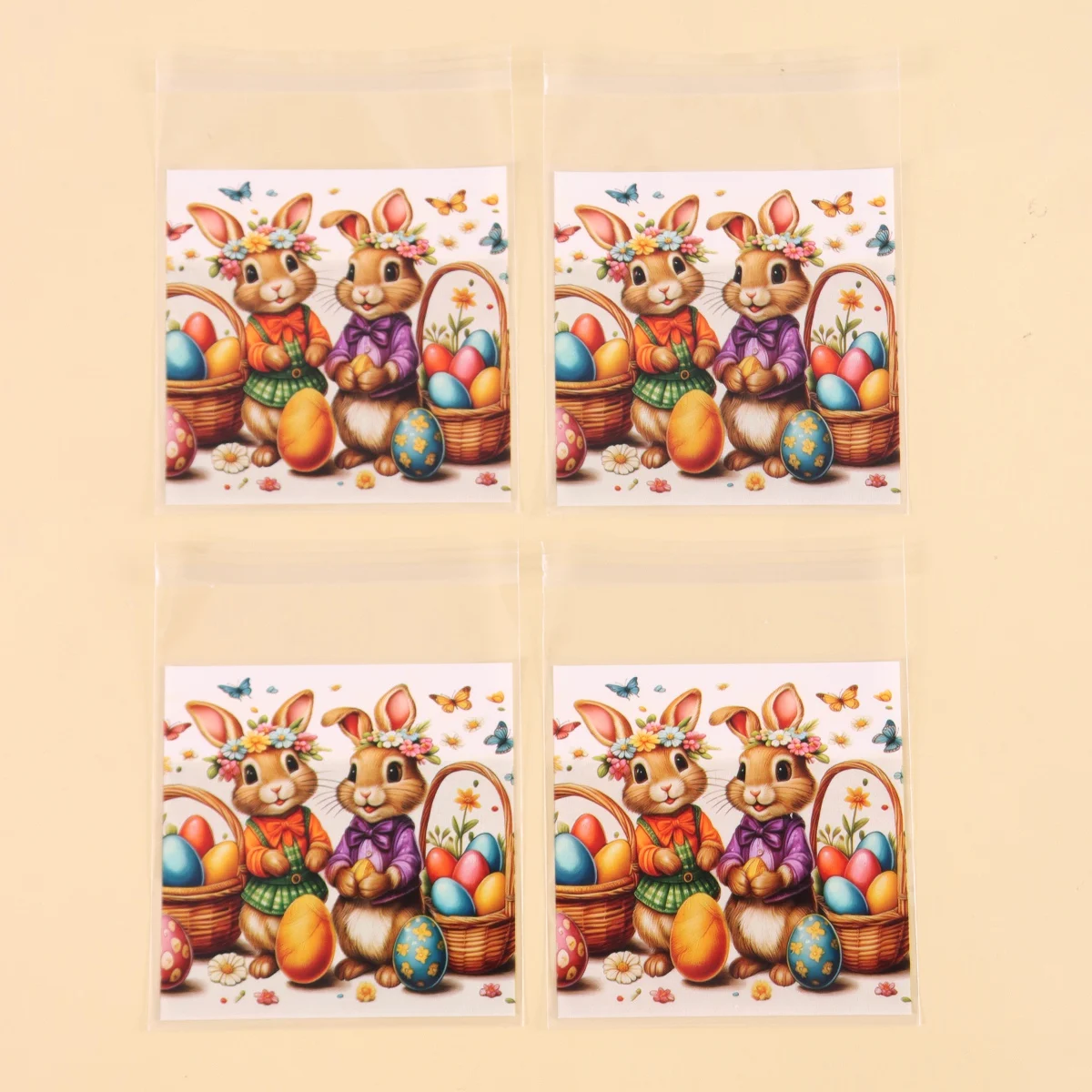 50/100 Stück Ostern Süßigkeiten Keksbeutel Kaninchen Eier Leckerli Beutel Kunststoff Transparente Verpackungsbeutel 2026 Ostern Dekor Partyzubehör