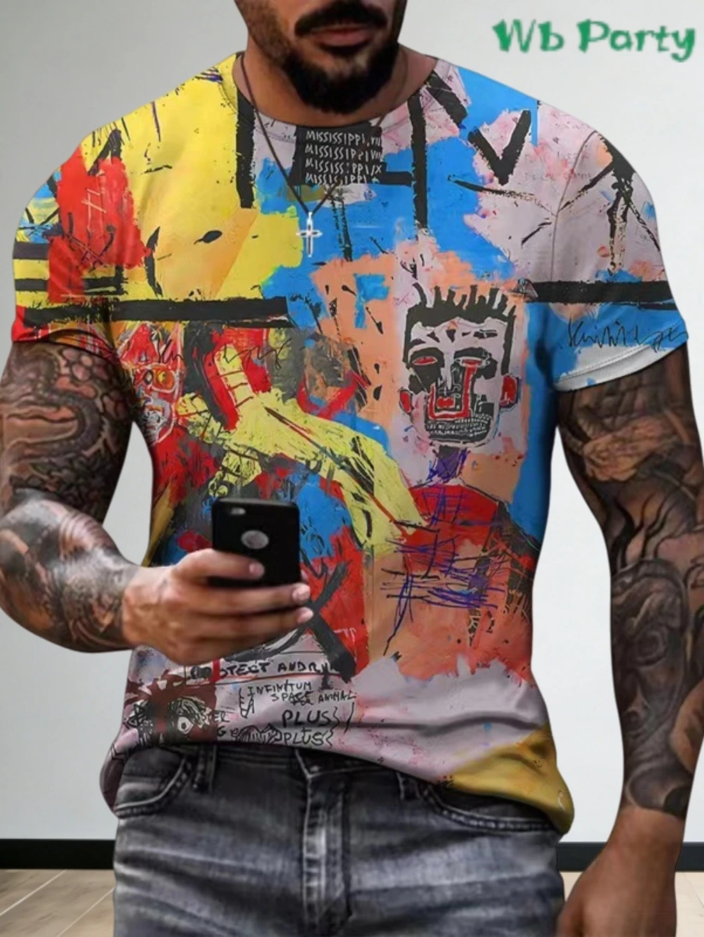 

Новая летняя мужская футболка с креативным граффити, 3D цифровая печать, мужской топ с коротким рукавом, уличная свободная мужская одежда