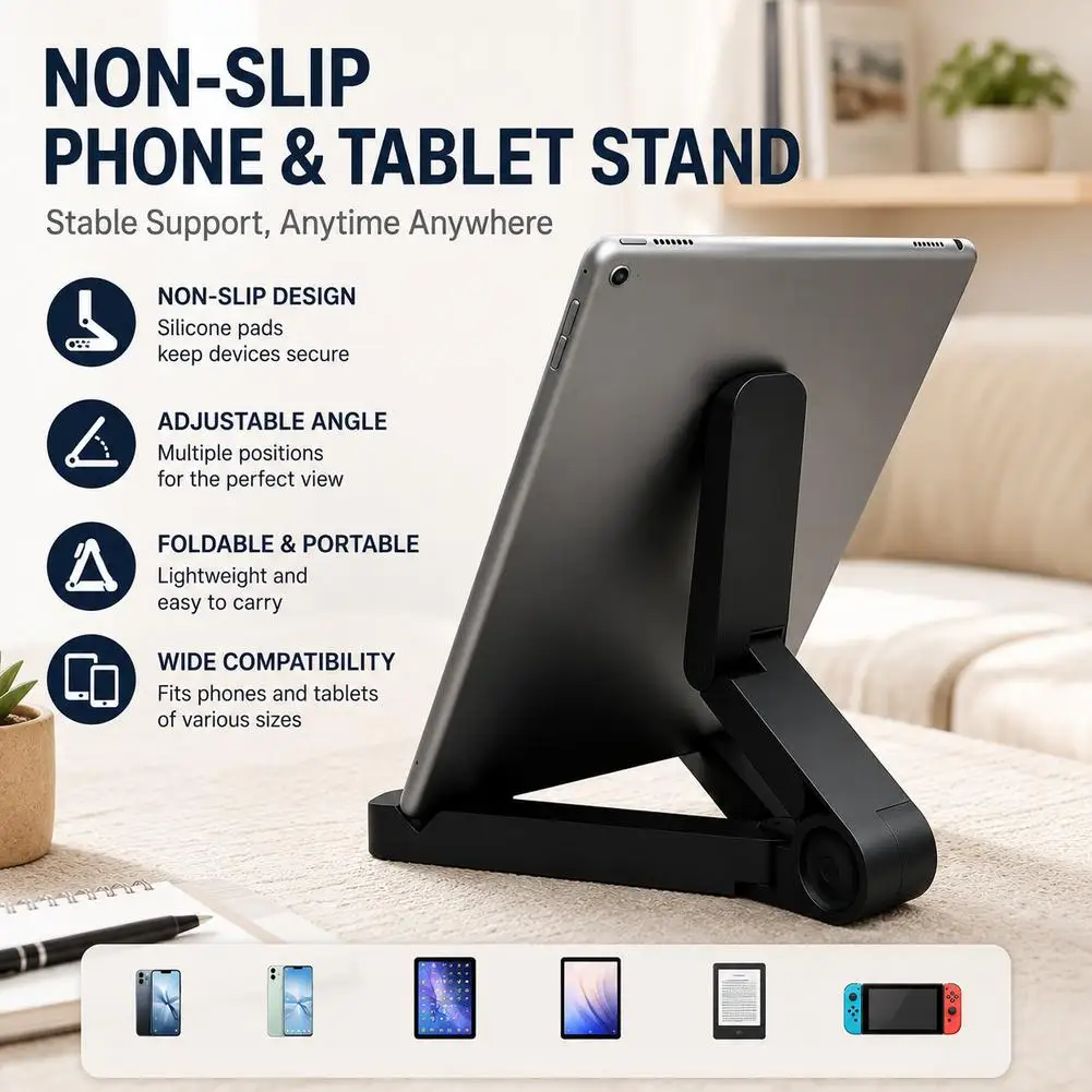 Universal Foldable Tablet Stand Portable Triangular Desktop Phone Holder Adjustable Mount Bracket For iPad 