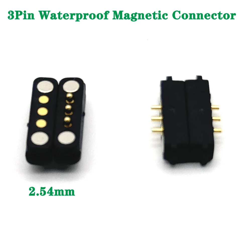 1Pair 3Pin Magnetic Pogo Pin Connector 3 Pogopin Male Female 2.54 MM Spring Loaded DC Magnet Connector Power Socket