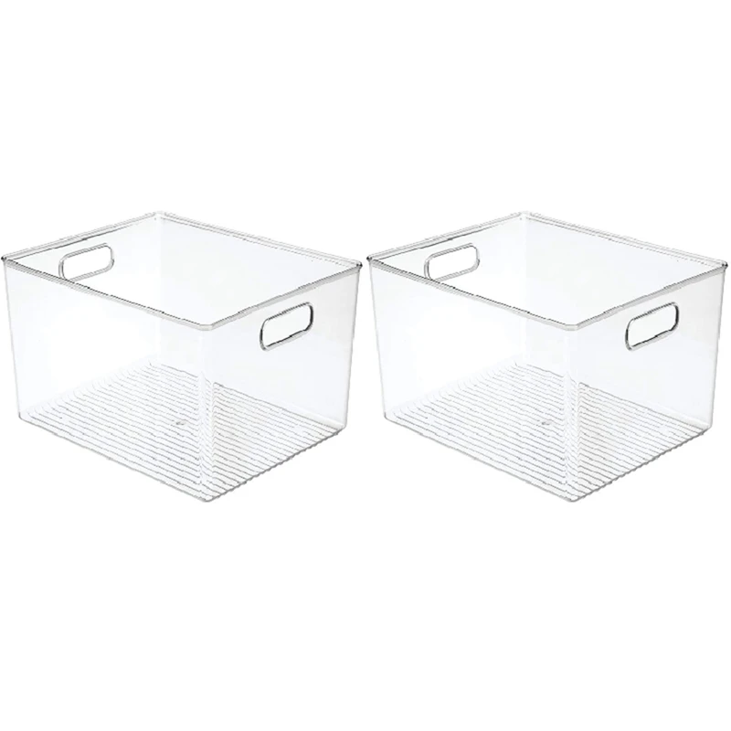 

2X 29X20x15cm Acrylic Transparent Refrigerator Storage Box Desktop Dormitory Bathroom Storage Box