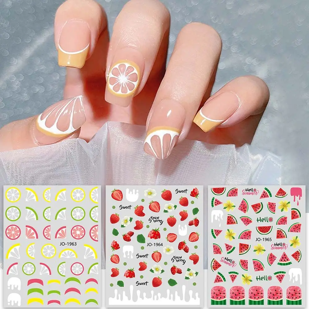 DIY Transfer Slider Nail Decoration Avocado Manicure Cherry Pattern Peach Nail Foil Fruit Nail Sticker Watermelon Nail Decal