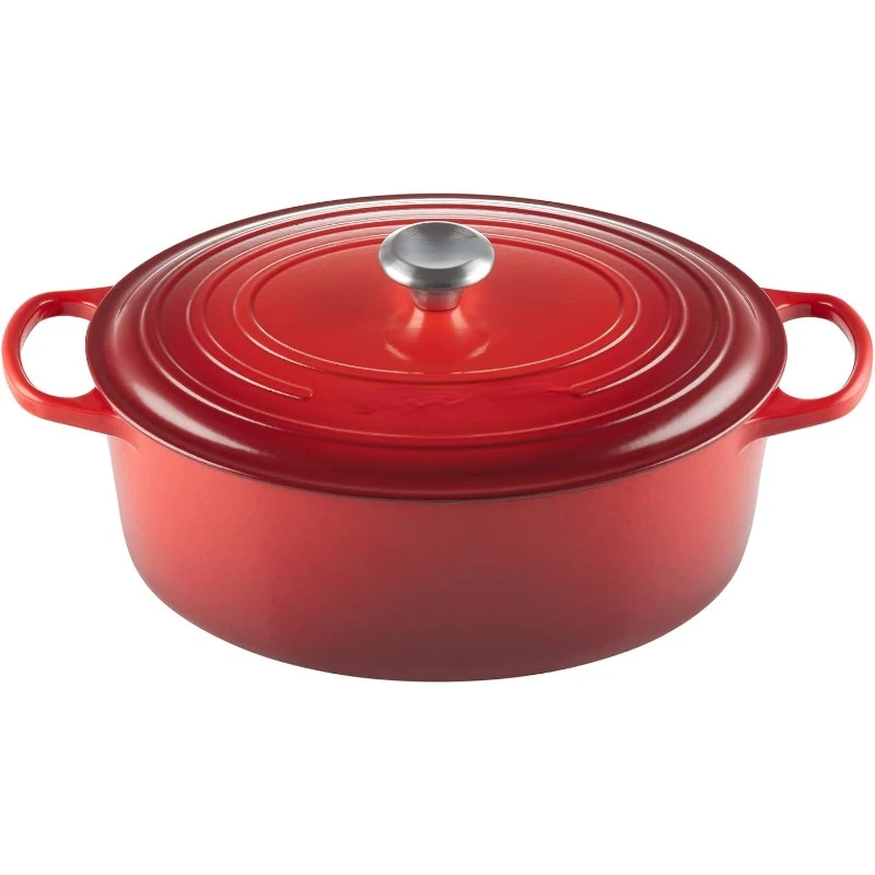 Enameled Cast Iron Signature Oval Dutch Oven, 8 qt., Cerise