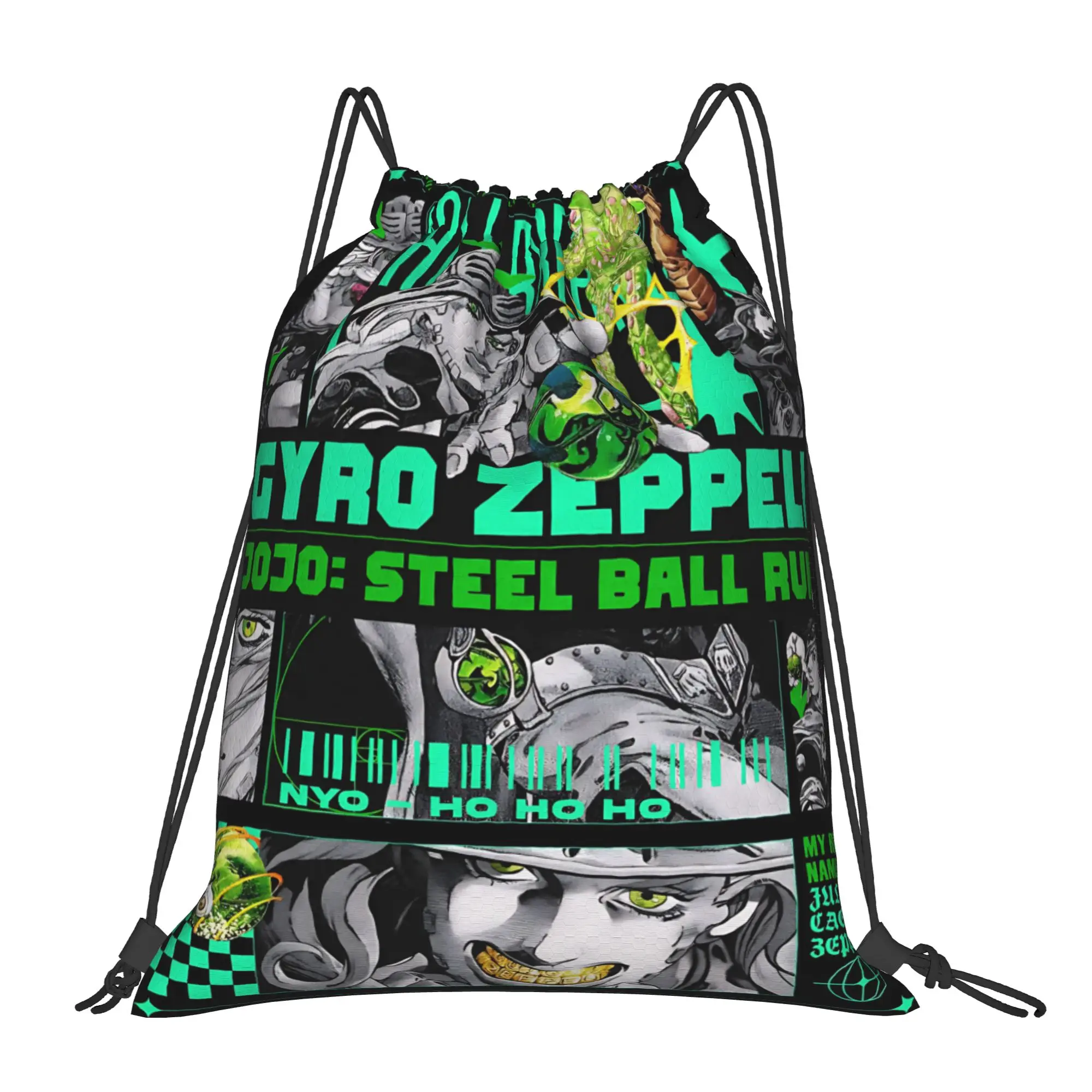 Bolsa JOJO STEEL BALL RUN funko pop Kawaii, bolsas con cordón, bolsa de compras para zapatos, almacenamiento de ropa, mochila portátil multifunción para adolescentes