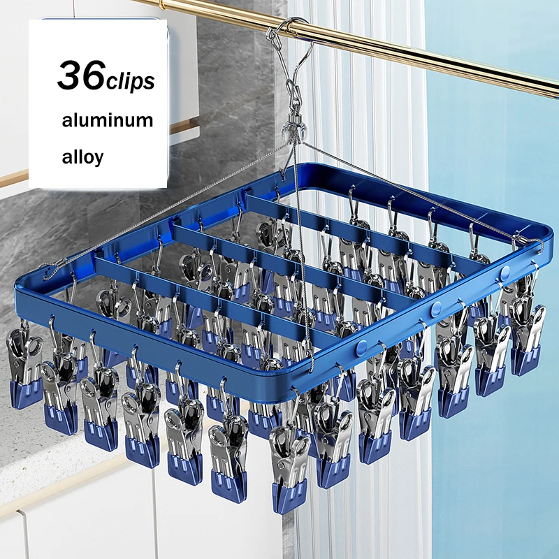 

360 ° Rotation Aluminum Alloy Socks Rack Socks Drying Rack,Windproof Underwear Towel Hanger Clip,Balcony Bathroom Organizer Tool