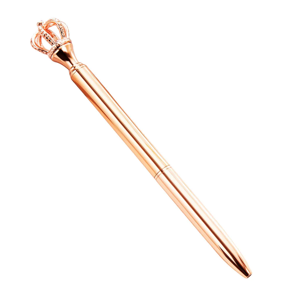 Stylo Gel tête de couronne en métal, 4 pièces, Design créatif, noir galvanisé or argent, belle papeterie pour usage scolaire