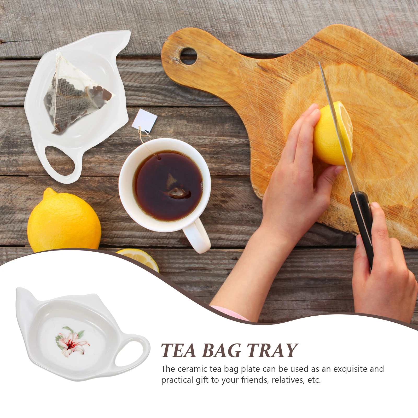 

2 Pcs Cups Tea Bag Saucer Ceramic Holder Small Key Chain Used Teabag Dish Accessories Rest Travel
