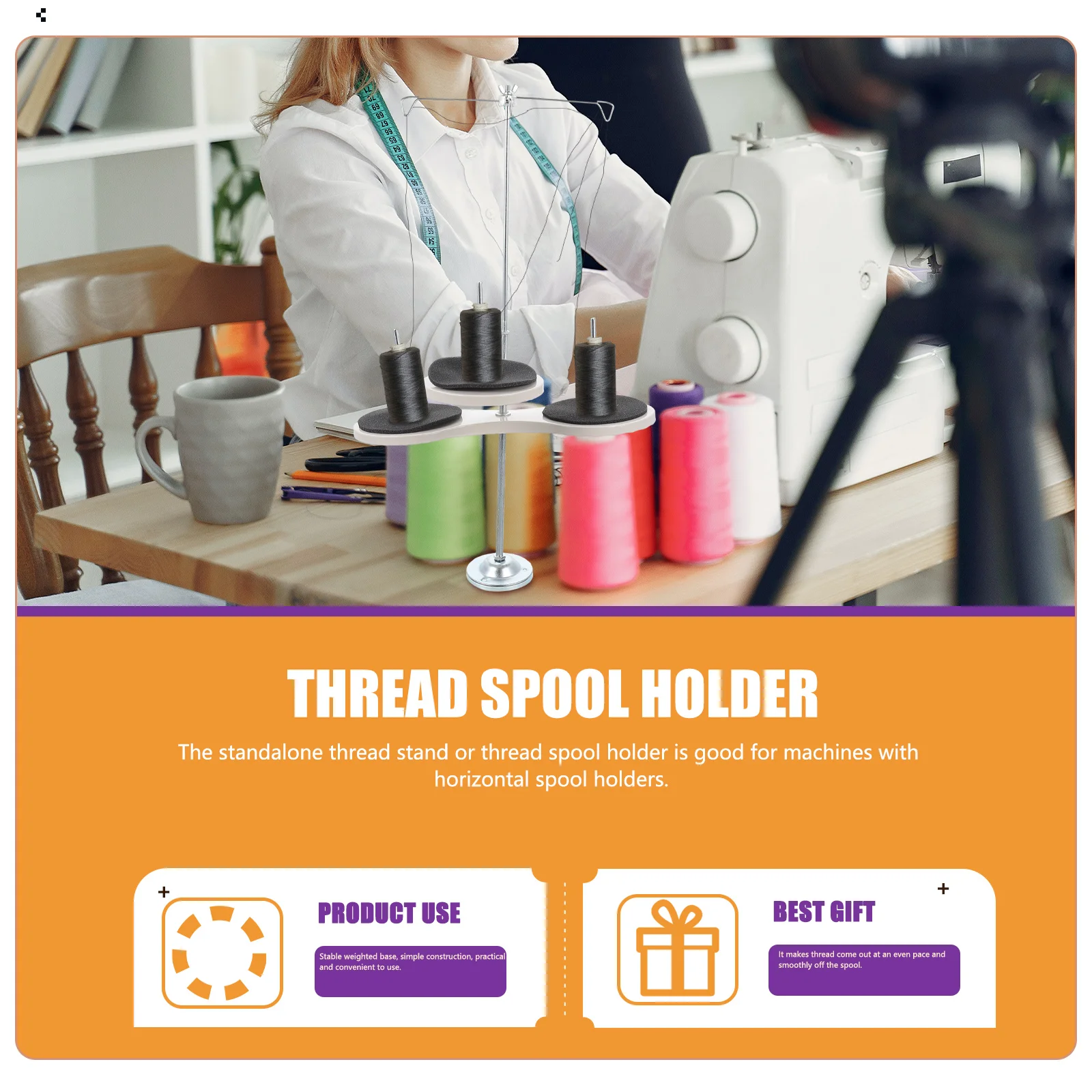 

Adjustable Metal Thread Spool Holder Stand Rack For Sewing Machine Stable Base Even Thread Flow Universal Storage Rack Quilting