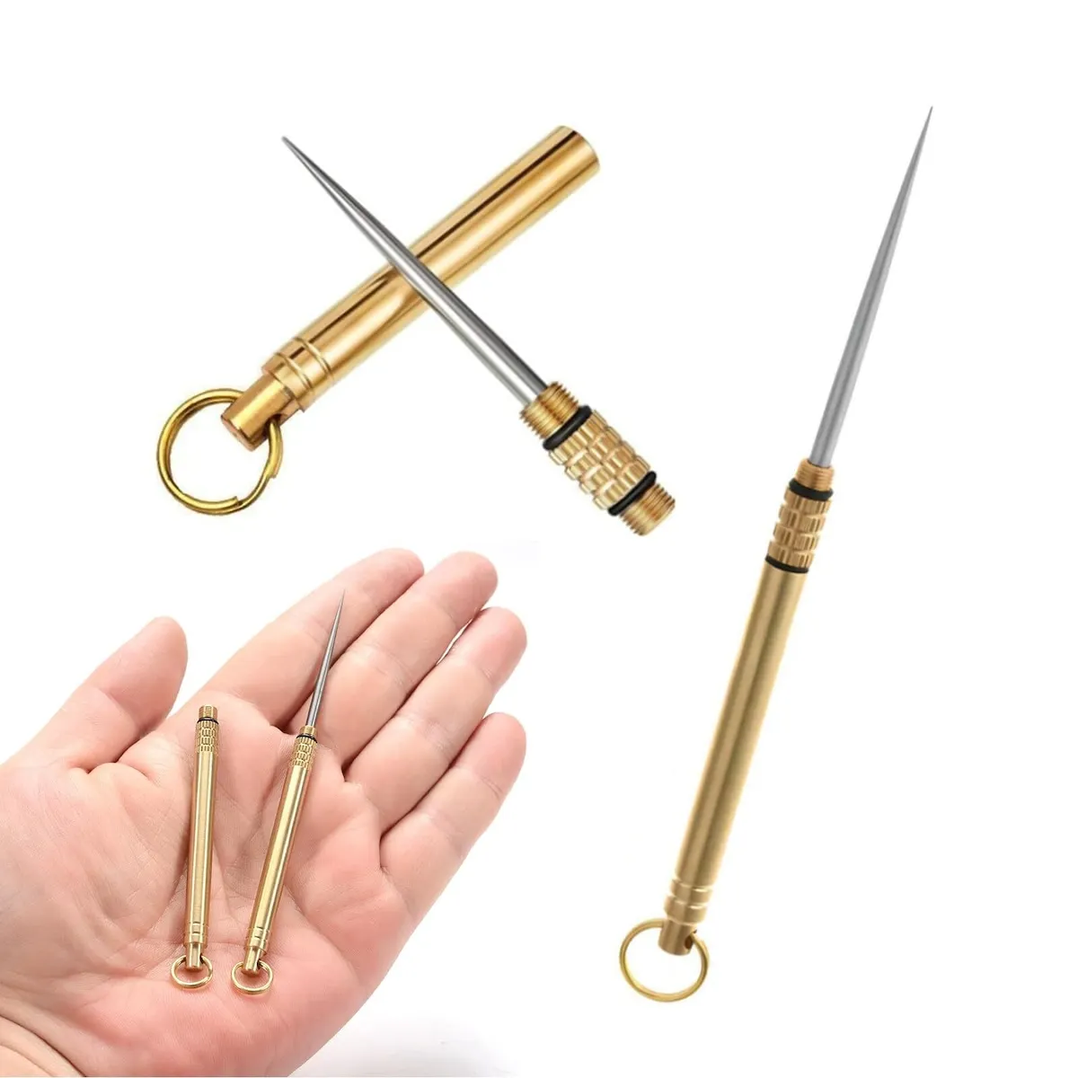 

Titanium alloy toothpick brass combination New stainless steel portable teeth picking tool and fruit telescopic design storage