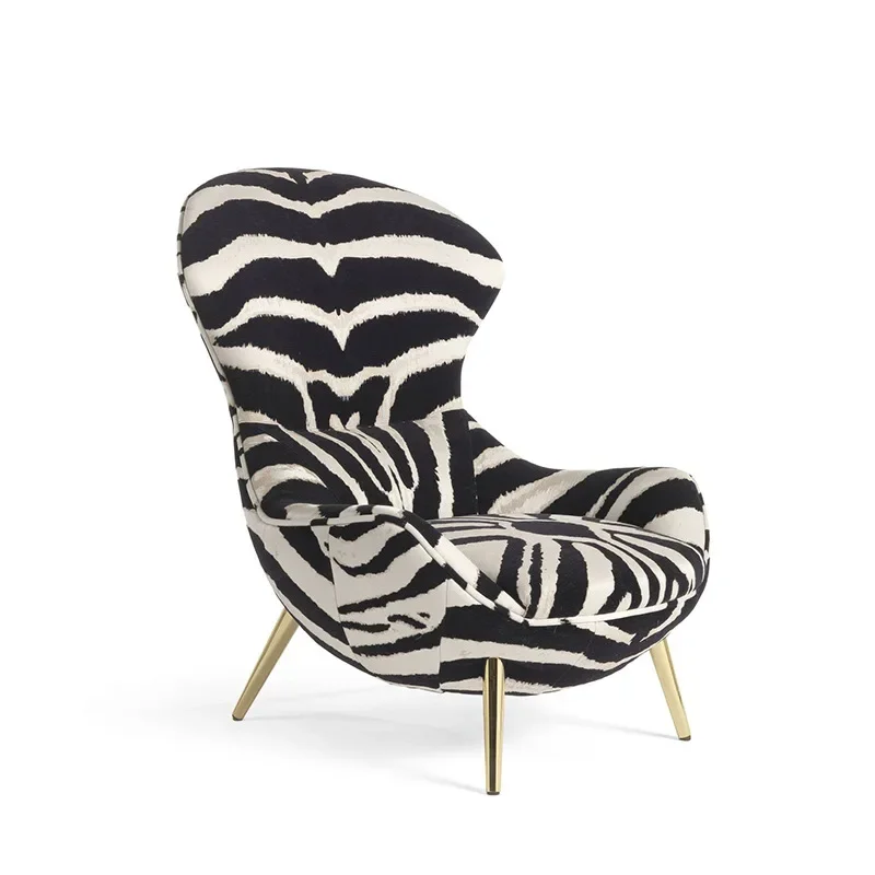 Creative light luxury leopard print fabric sofa chair, villa designer high-end single chair
