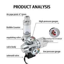 New DIY Aquarium CO2 Regulator Electromagnetic Valve Bubble Counter CO2 Control System Fish Tank CO2 Pressure Reducing Valve