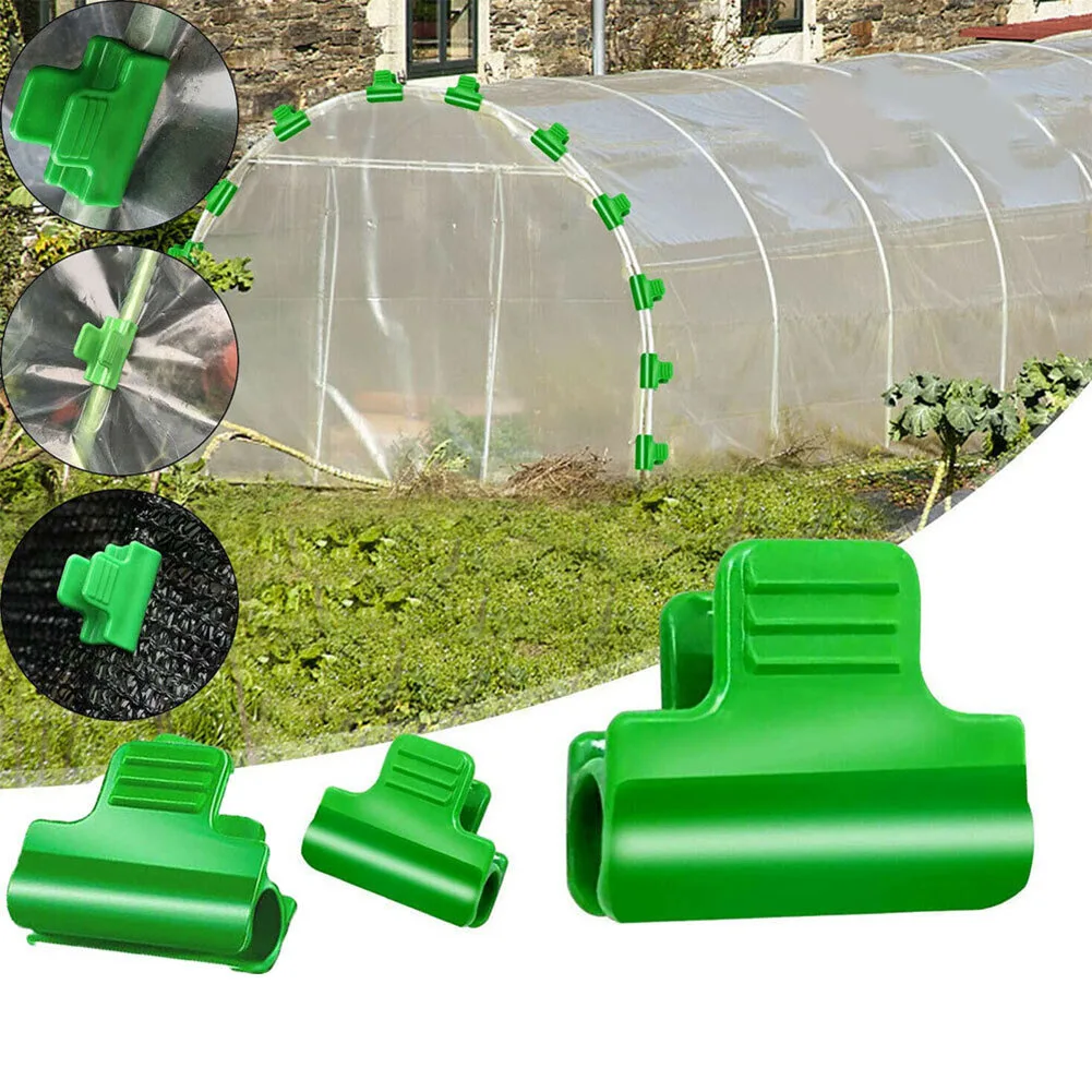 50pcs Greenhouse Clamps Film Row Cover Netting Tunnel Hoop Clips For 11/16mm Plant Support Planting Tools Support Frame