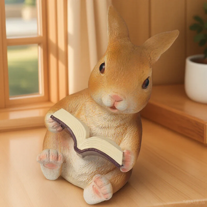1 قطعة أرنب الراتنج النحت حديقة الحلي أرنب صغير ديكور للديكور الداخلي في الهواء الطلق التصوير الدعامة مقاومة الطقس #1