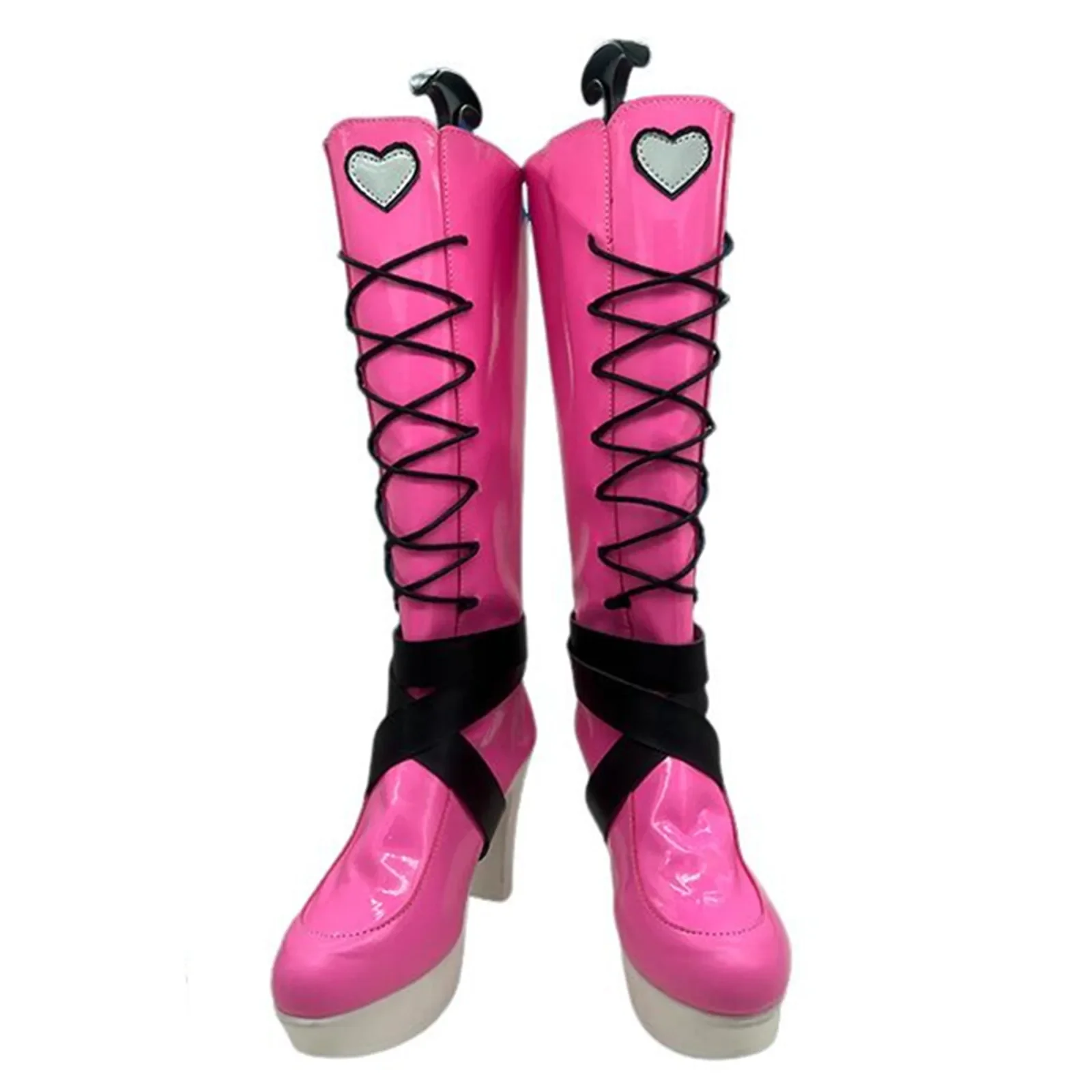 Monster Draculaura Cosplay Shoes Anime High School Girl Pink Knee High Boots Straps High Heels Shoes Halloween Costume Shoes