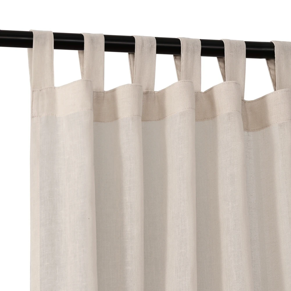 Linen Beige Curtains 160/182cm Long for Living Room Farmhouse  Rod Pocket Back Tab Light Filtering Window Drapes for Home Decor