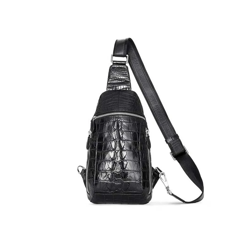

menggeka new man chest crocodile leisure One shoulder multi-function black men crocodile bag