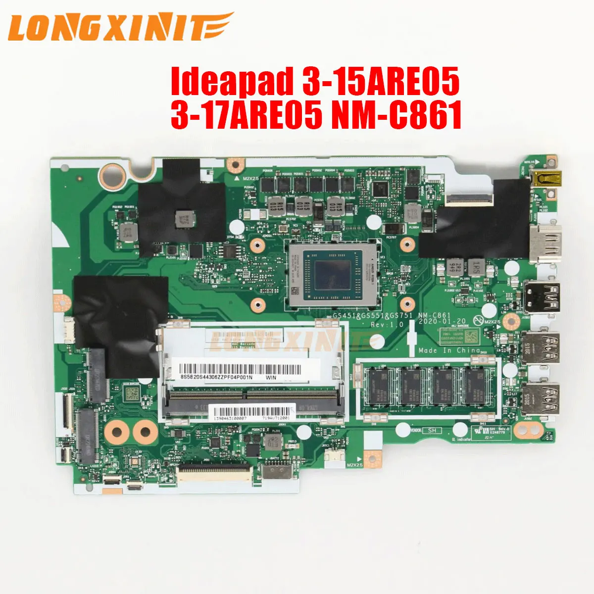 

NM-C861 NMC861 For lenovo Ideapad 3-15ARE05 3-17ARE05 5B20S44311 5B20S44306 laptop motherboard with. CPU R3/R5/R7 4G RAM