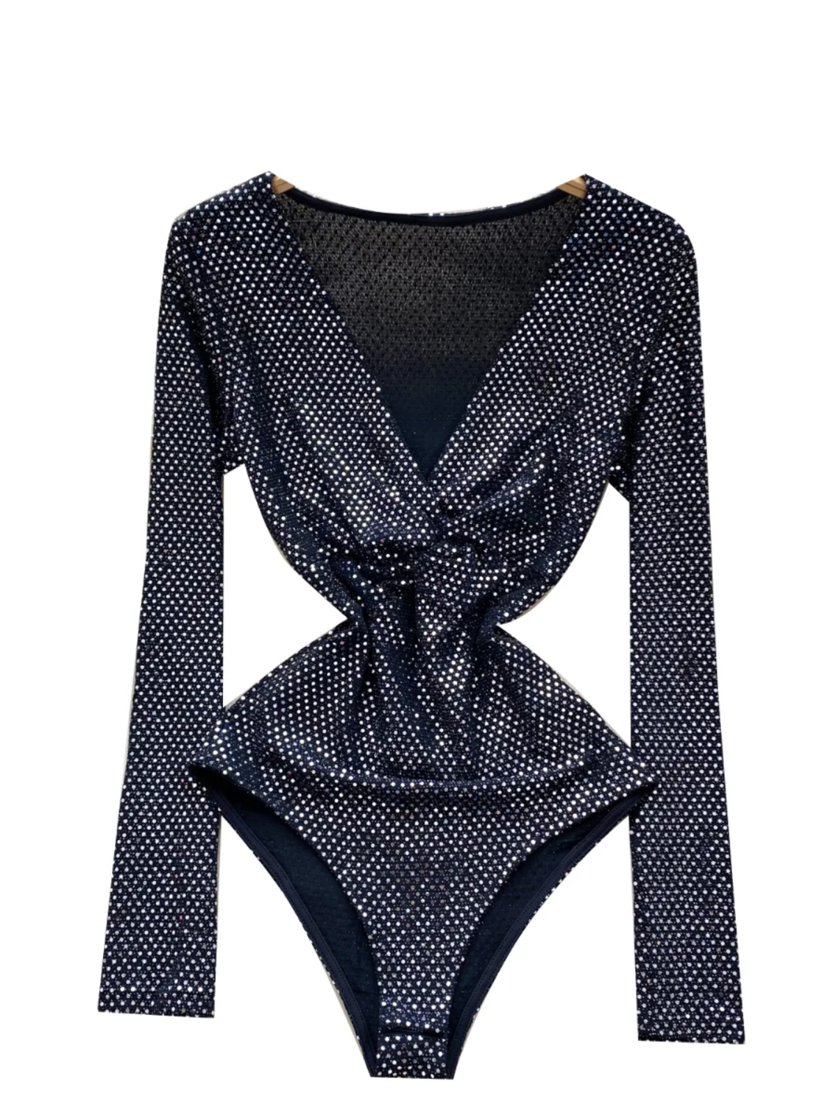 Ele – haut une pièce à paillettes pour femmes, amincissant, Design V-Ne, luxe, jambes droites, taille haute, pantalon ort