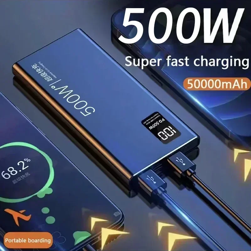 500W High Capacity Power Bank 50000mAh Fast Charging Powerbank Portable Battery Charger For iPhone Samsung Huawei