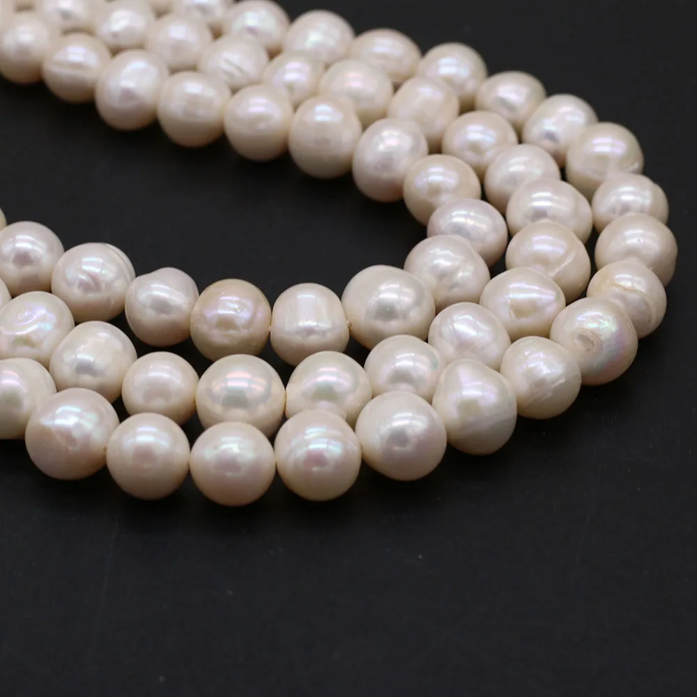 10-11mm Natural Freshwater Pearl Beads Round Shape White Loose Spacer Pearl Beads For Jewelry Making DIY Necklace Accessory