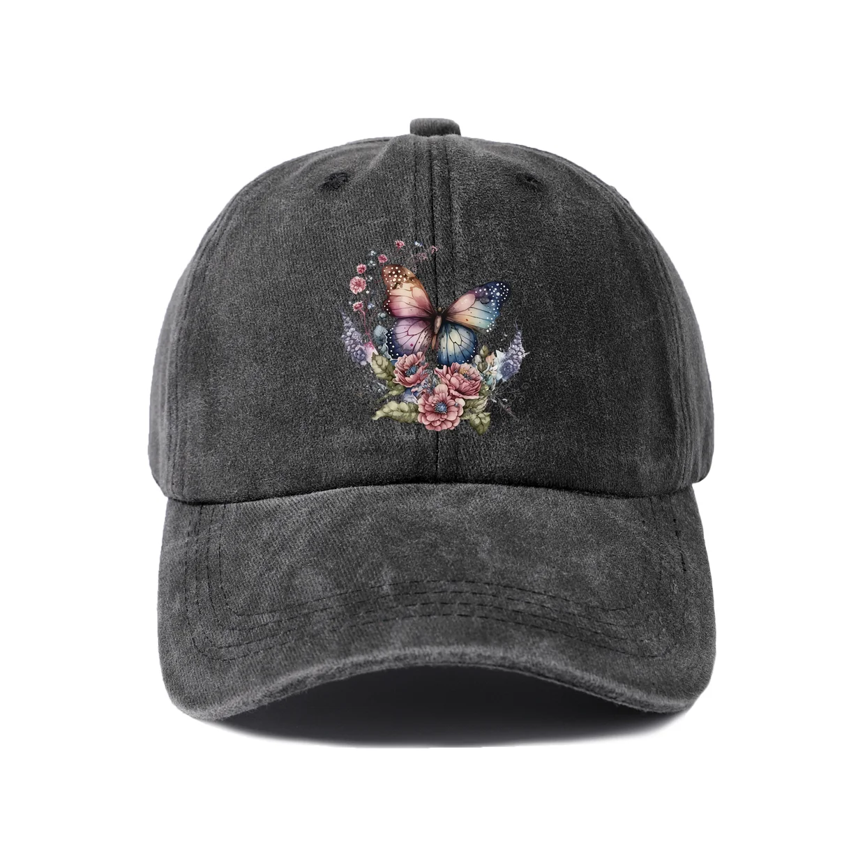 Colorful Girl Portrait Graphic Vintage Washed Baseball Cap, Adjustable Unisex Dad Hat, Weekend Gift