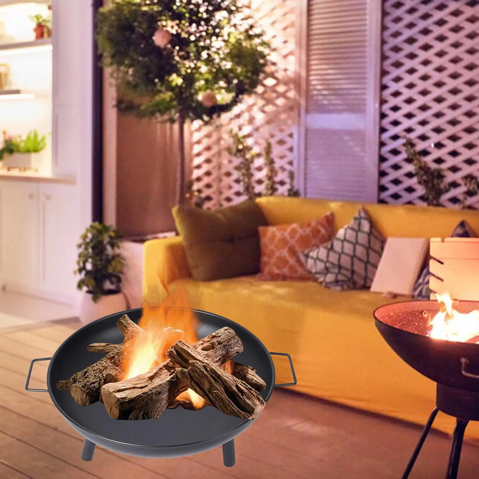 

Cast Firepit Sturdy Stand Round for Backyard Picnic Traveling