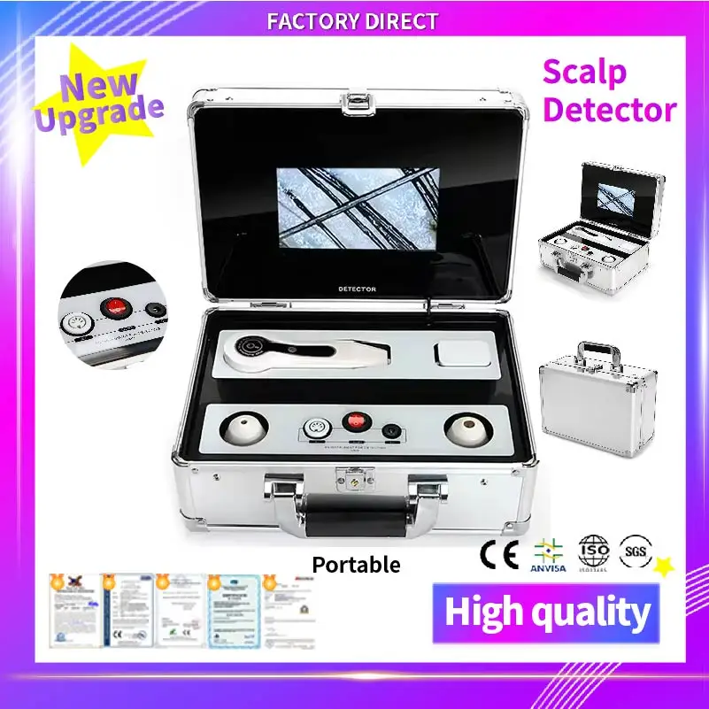 

2025 Portable Suitcase Hair Scalp Follicle Analyzer 200x Magnification Camera with Display Salon Analysis Detection Machine