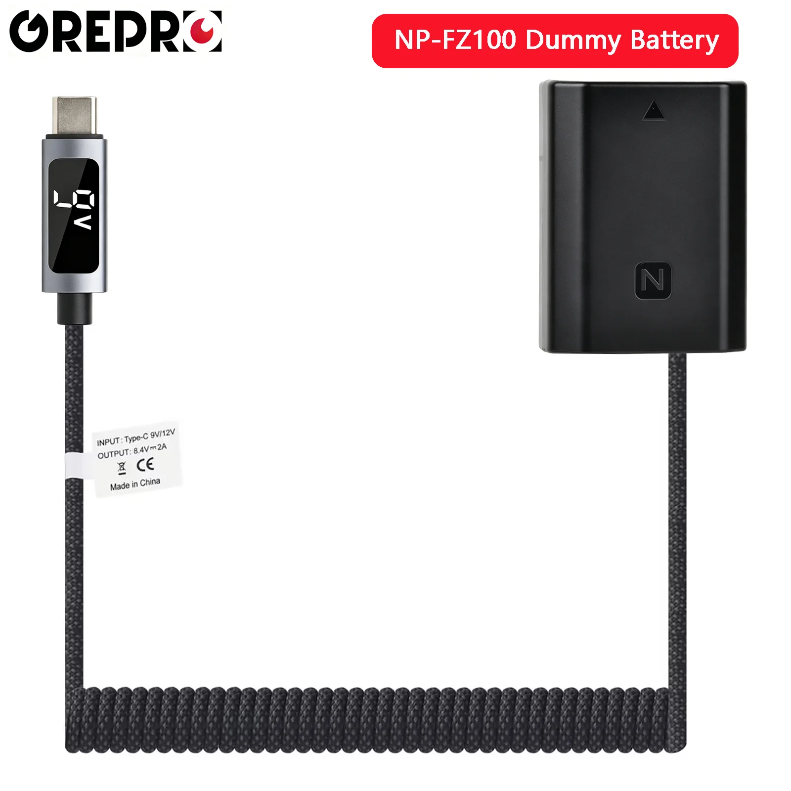 

Grepro Type-C to NP-FZ100 Dummy Battery DC Coupler AC Power Adapter for Sony Alpha A9 A7RM3 A7RIII A7M3 ILCE-9 A6600 A7M4