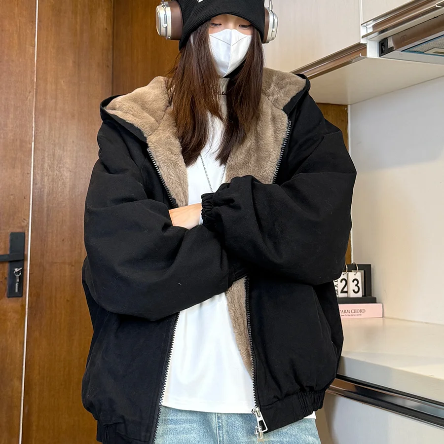 Winterjas Nieuwe dames katoenen jas Amerikaanse retro-stijl jas Hiphop geplooide ontwerpparka