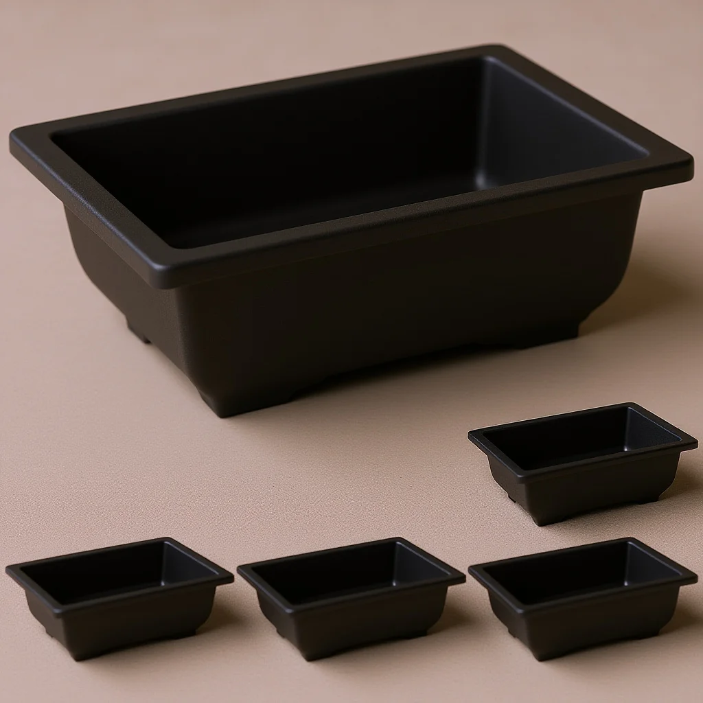 

5Pcs Rectangular Bonsai Pot Large Flowerpot for Plants Cacti Vegetables Balcony Garden Office Home Decor Gardening Accessory