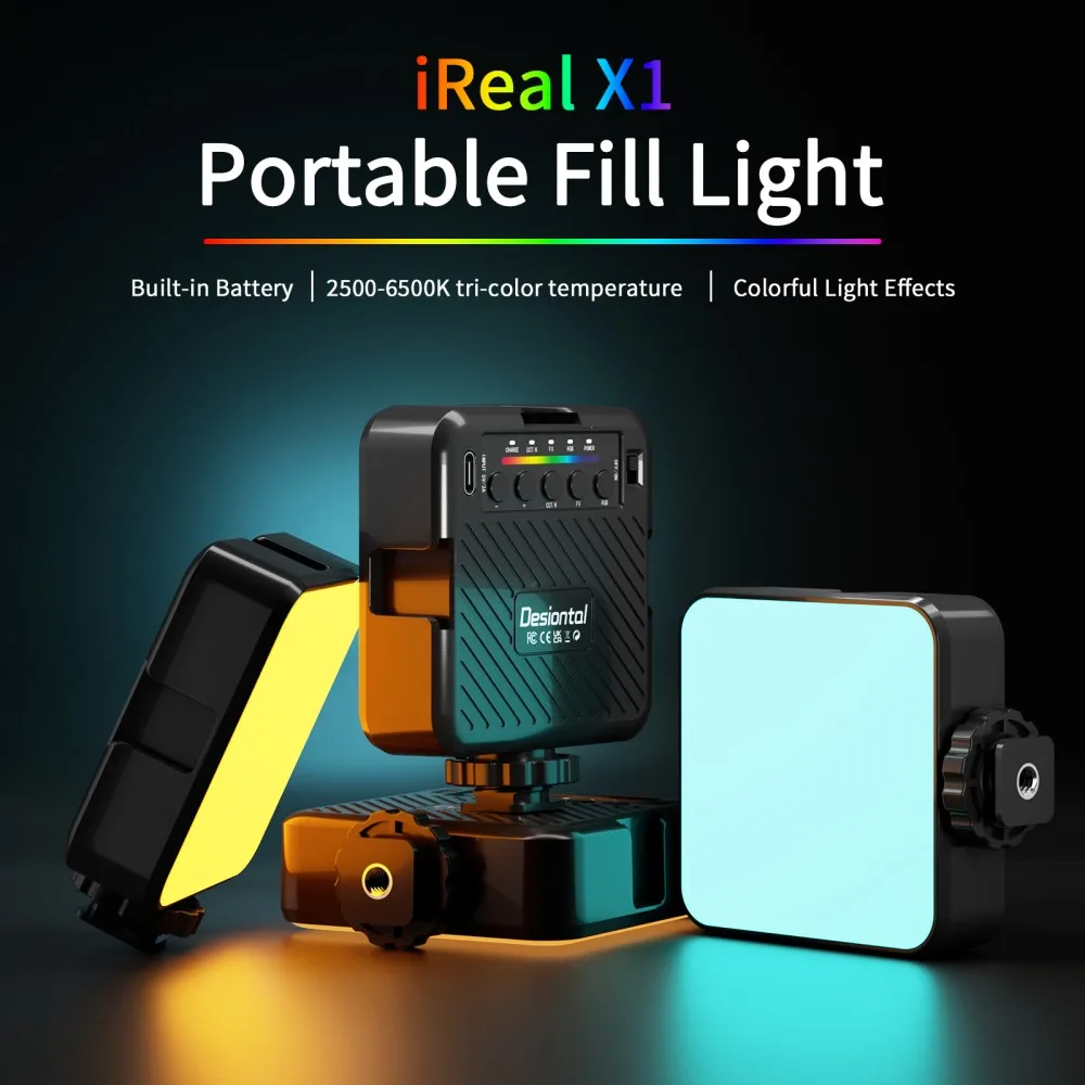 

RGB Video Lights Mini Pocket Fill Light for Photography Selfie Light for Camera Photo Studio 1500mAh Battery,3000K-6500K Lumen