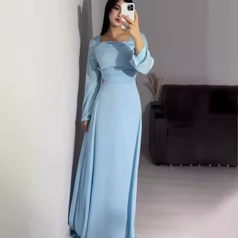 Satin Bodycon Dress for Women Fashion Long-sleeved Hand-set Diamond A-line Dress Spring Elegant Party Evening Dresses Vestidos