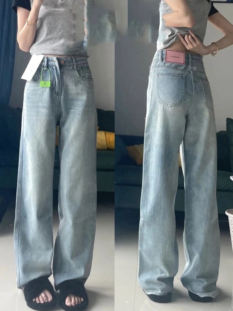 Women Wide Leg Baggy Jeans Lady Vintage Y2K Punk Low Rise Waist Loose Denim Pants Streetwear Fashion Trashy Long Skater Trousers