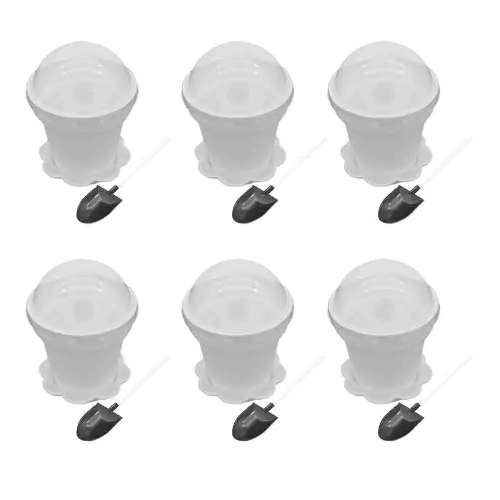 

20pcs Flower Pot Cake Plastic Dessert Containers With Lid Tray Shovel Spoon For Mousse Pudding Tiramisu Yogurt Ice Cream