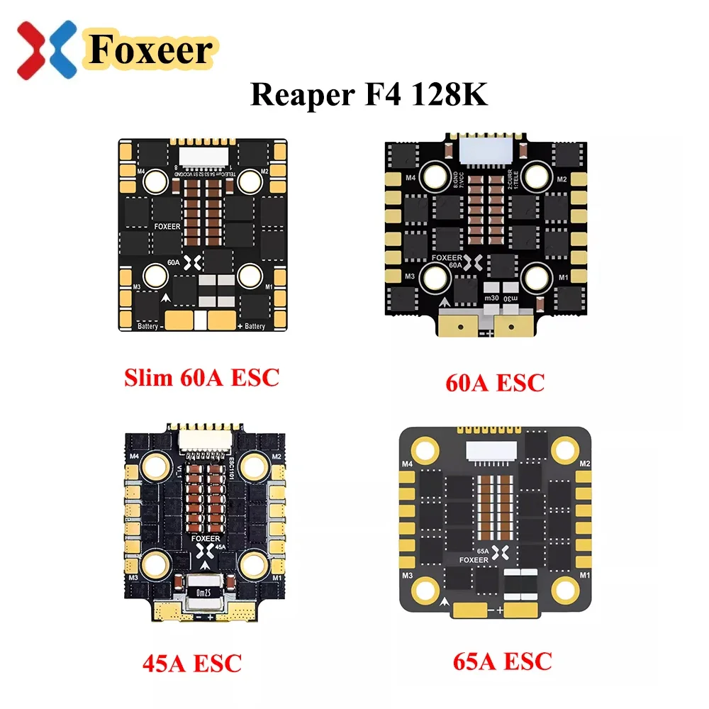 

Foxeer Reaper F4 Mini 128K 45A /60A/65A/Slim 60A BL32 4in1 ESC 3-8S LIPO DShot1200 For RC FPV