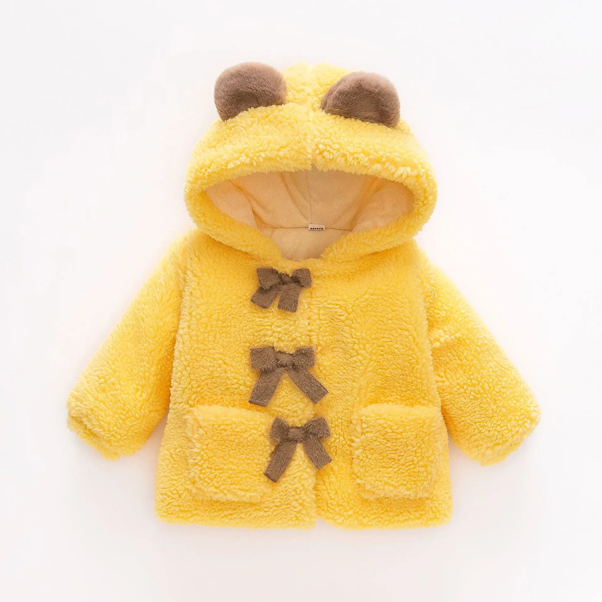 Baby Girl Clothes Autumn And Winter Children Bowknot Front Thick Warm Jacket Kids Fleece Coats Cute Bear Ear Toddler Girls Coat