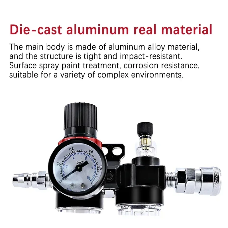 Pneumatic Air Compressor Filter Regulator AFC2000, Oil Water Separator AFR2000 + AL2000 G1/4, Reduce Pressure with Lubricants