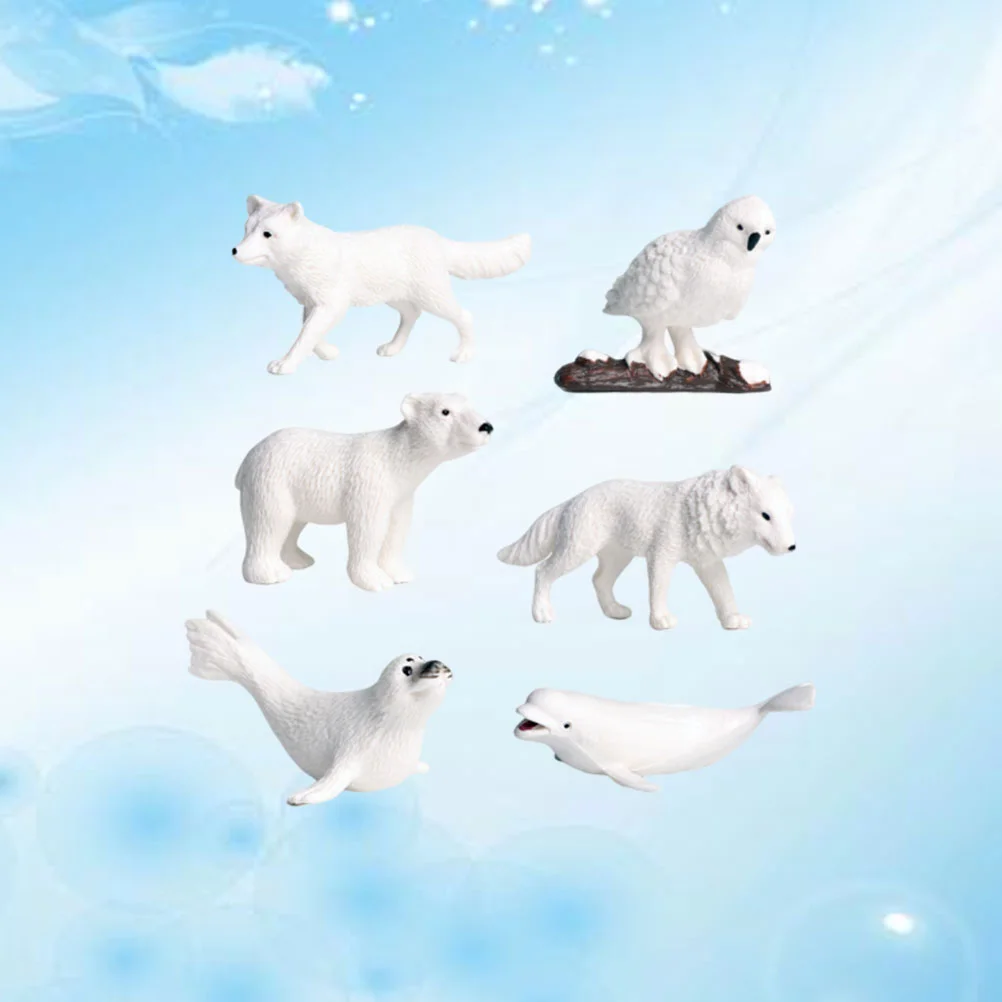 6PCS Arctic Animals Models Simulation Animal Ornament Plastic Animal Decorations Desktop Adornment for Home Shop