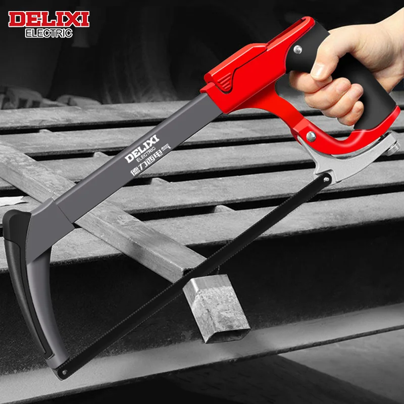 DELIXI ELECTRIC Hacksaw Frame,Two Sawing Angles (45°/90°) Metal Saw, WoodSaw,Hacksaw for Metal/Wood/Tree/PVC/Meat Sharp Cuttin