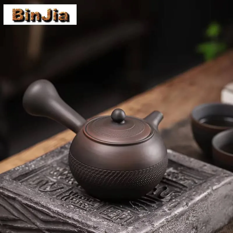 

200 мл эстетический Qingxi фиолетовый керамический чайник с боковой ручкой, нож для прыжков ручной работы, горшок, китайский чайник для приготовления чая, украшение набора чая