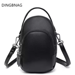 Luxury Designer Genuine Leather Mobile Phone Bag High Capacity Cowhide Women Crossbody Bags Color Female Mini Mobile Phone Bags