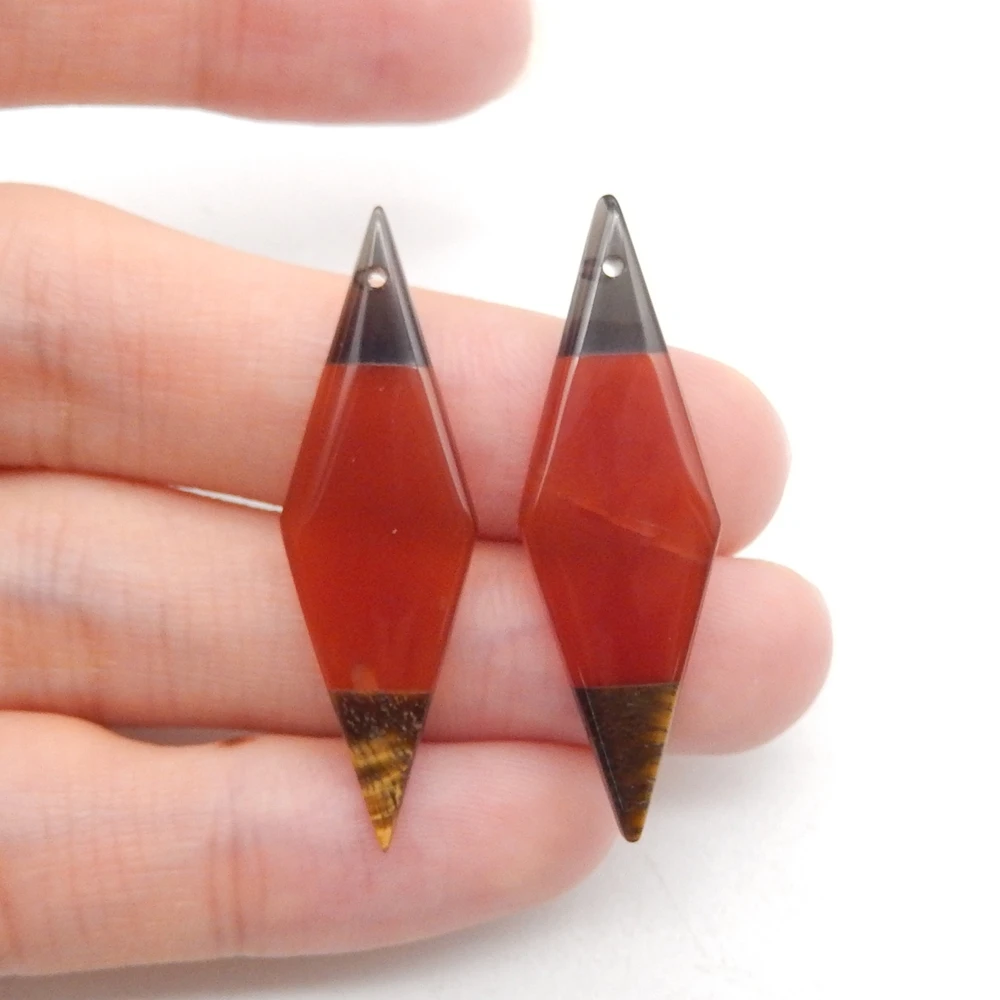 Natural Obsidian,Red Agate,Tiger-Eye Intarsia Marquise Earrings Bead For Women,DIY Semi-precious Stones Jewelry Accessories