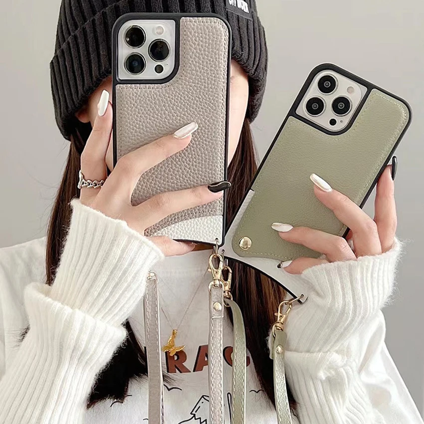 إدراج بطاقة Crossbody جراب هاتف آيفون 16 15 14 13 برو 12 11 ماكس زائد 16 برو الحبل 7 جراب هاتف ذيل السمكة نموذج 15Pro غطاء